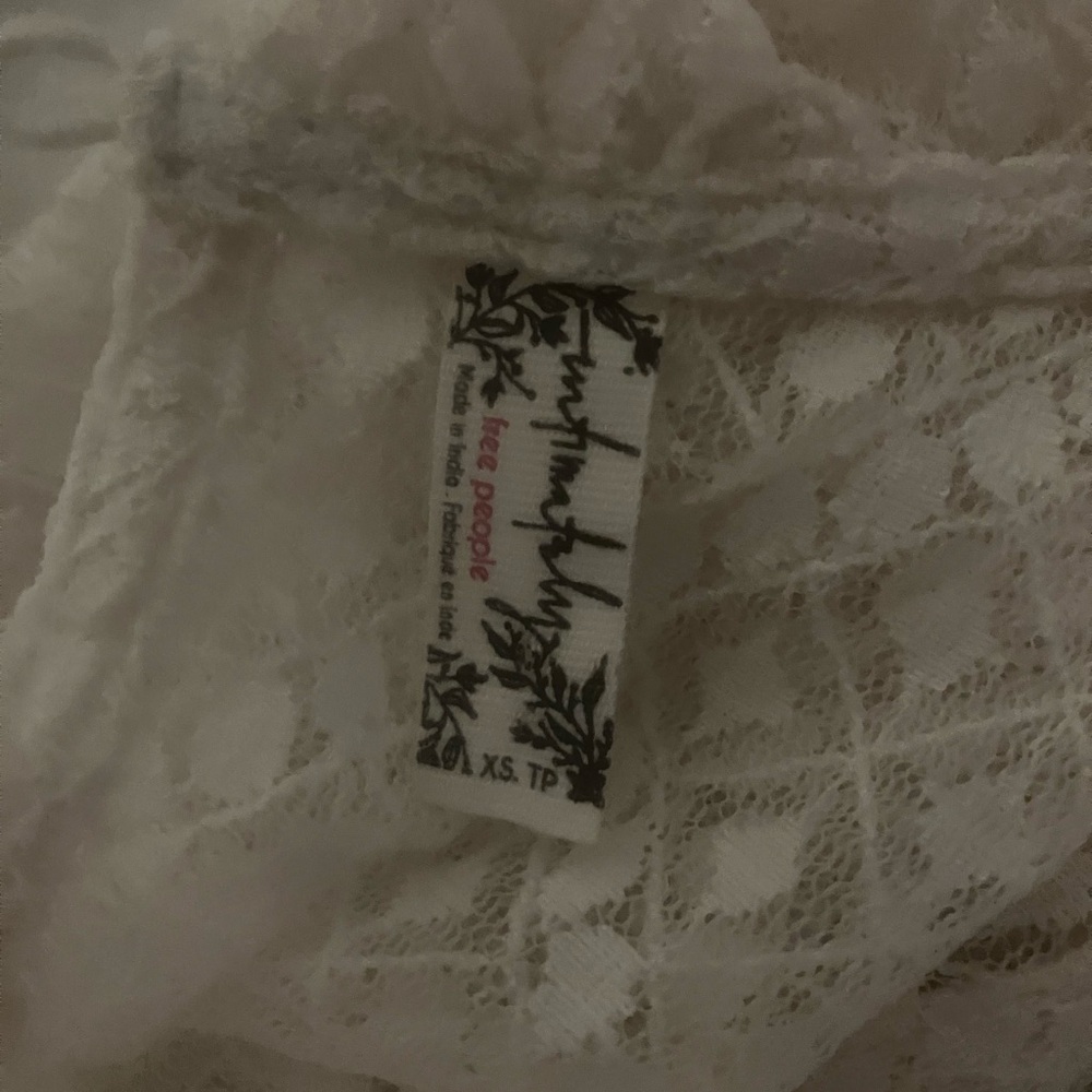 FREE PEOPLE Goldie white lace bodysuit top shirt sz XS intimately FP high collar - Picture 6 of 7